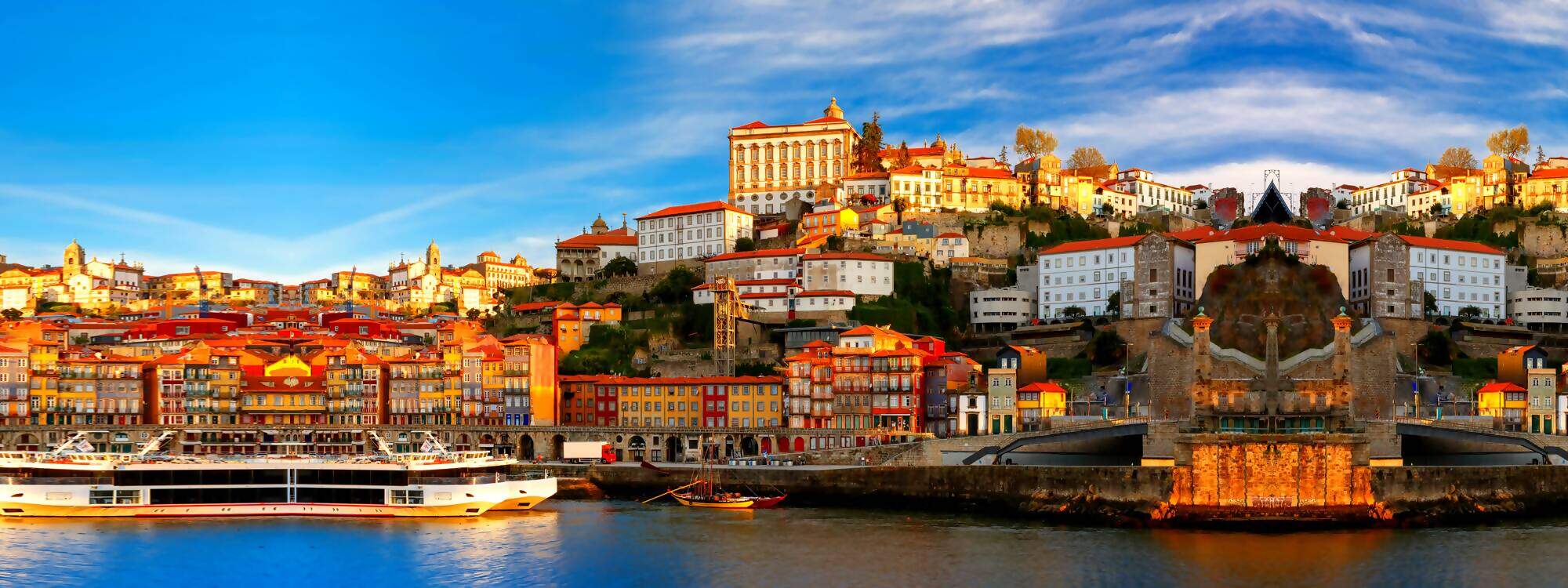 Mit der Dom Luis Brueck ueberquert man den Fluss Douro - Stad Porto - Portugal